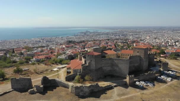Fästningen Sju Står Hög Den Heptapyrgion Fästningen Thessaloniki Greese — Stockvideo