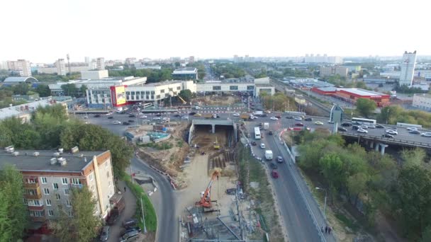 Onstruction Stads Korsning Moscow — Stockvideo