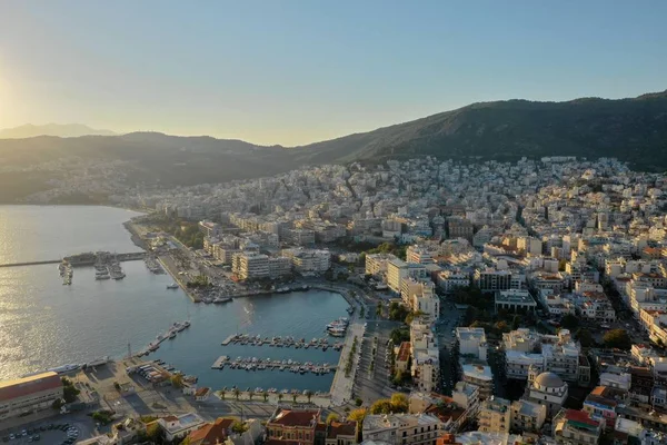Yunanistan'ın Kavala Şehri (Havadan Görüntüle) Panorama 360