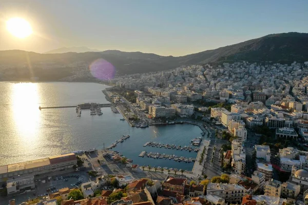 Yunanistan'ın Kavala Şehri (Havadan Görüntüle) Panorama 360