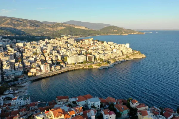 Yunanistan'ın Kavala Şehri (Havadan Görüntüle) Panorama 360