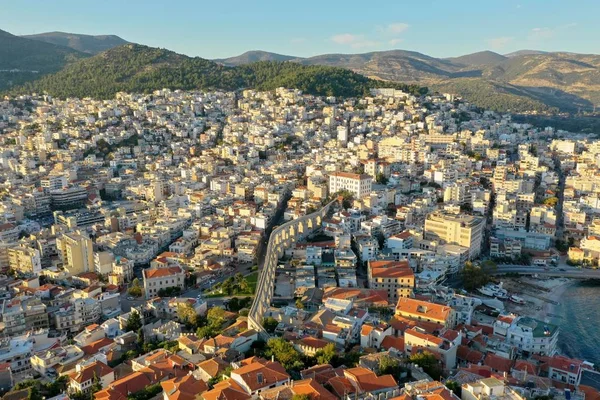 Yunanistan'ın Kavala Şehri (Havadan Görüntüle) Panorama 360