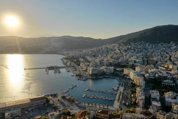 Město Kavala Řecku Letecký Výhled Panorama 360 — Stock fotografie
