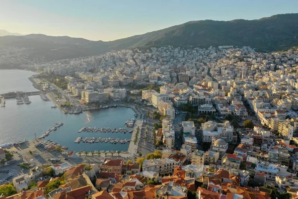 Yunanistan'ın Kavala Şehri (Havadan Görüntüle) Panorama 360