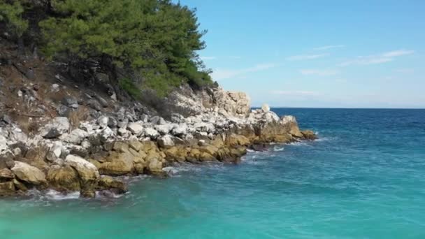 Panorama Skalisty Brzeg Morza Grecja — Wideo stockowe