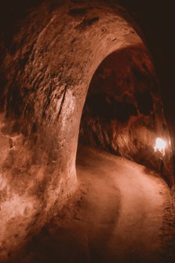 Claustrophobic view inside the Cu Chi Tunnels in South Vietnam clipart