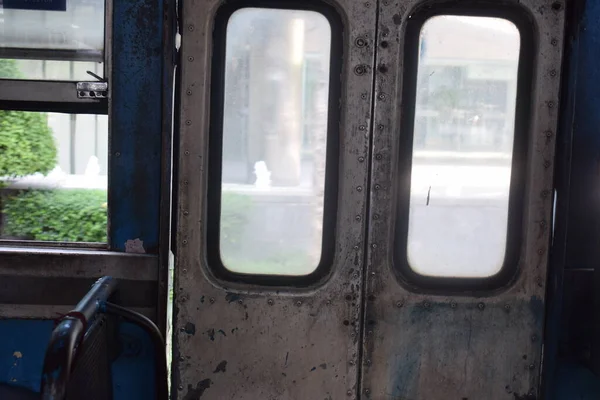 Porta Aço Ônibus Rua Bangkok Tailândia — Fotografia de Stock