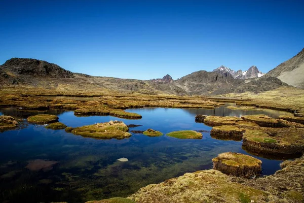 Panoramic View Lake Spectacular High Mountains Cordillera Andes Peru Colorfull — Stock Photo, Image