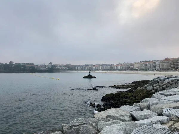 Vista Oceano Cima Das Rochas Sanxenxo Galiza Espanha Durante Dia — Fotografia de Stock