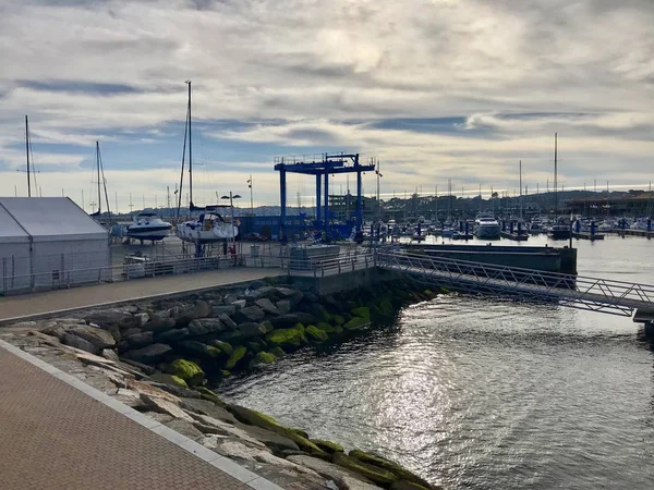 Vista Del Puerto Sanxenxo Galicia España Durante Día Verano —  Fotos de Stock