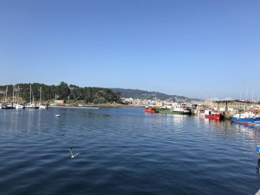 Bazı balıkçı tekneleri Portonovo İspanya yaz aylarında limanda demirledi