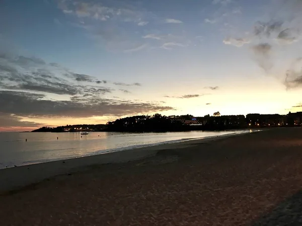 Zonsondergang bij Silgar Beach in Sanxenxo Spanje — Stockfoto