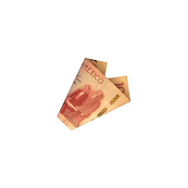 Bir tek Meksika Pezosu 100 bill katlanmış ve beyaz arka plan üzerinde izole