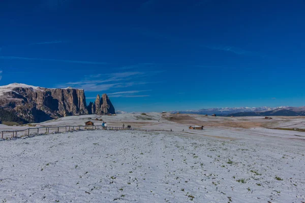 Sulla Strada Nel Parco Naturale Seceda Grden Nel Bellissimo Alto — Foto Stock