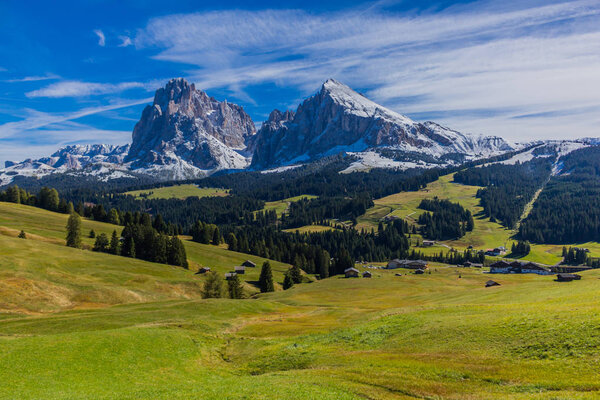 On the way in the nature park Seceda/Grden in beautiful South Tyrol