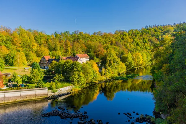 Podzimní Den Kolem Hradu Burgk Údolí Saaletal — Stock fotografie