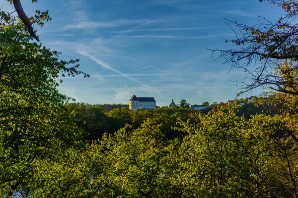 Journée Automne Autour Château Burgk Dans Vallée Saale — Photo