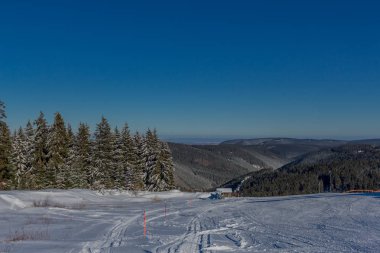 kış güneş ışığı ile Thuringian Forest büyüye
