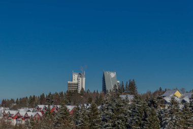 kış güneş ışığı ile Thuringian Forest büyüye
