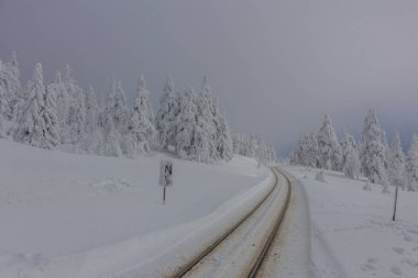 yolda kış manzara ile güzel harz içinde