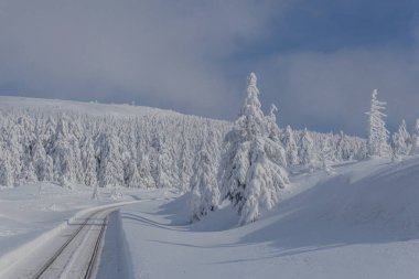 yolda kış manzara ile güzel harz içinde