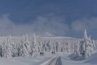 yolda kış manzara ile güzel harz içinde