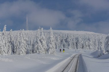 yolda kış manzara ile güzel harz içinde