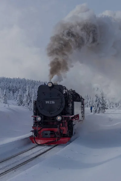 Sulla Strada Nel Paesaggio Invernale Attraverso Bellissimo Harz — Foto Stock