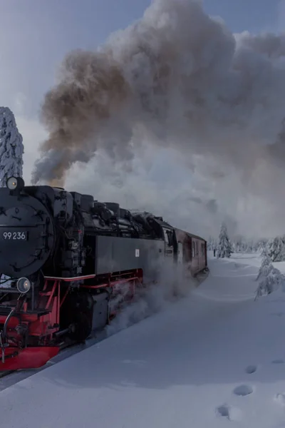 Sulla Strada Nel Paesaggio Invernale Attraverso Bellissimo Harz — Foto Stock