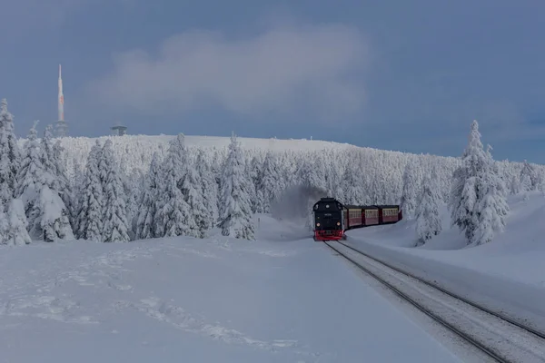 Camino Paisaje Invierno Través Del Hermoso Harz — Foto de Stock