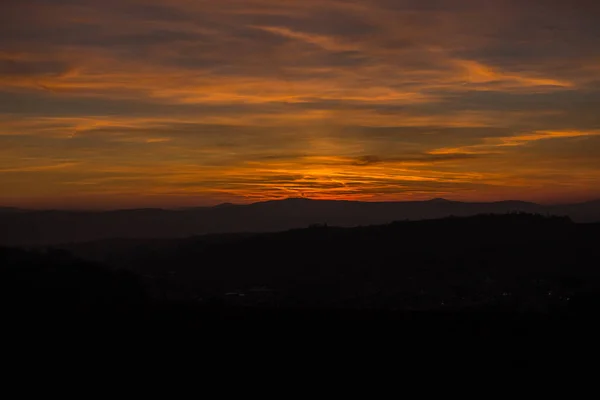 Puesta Sol Nocturna Con Vista Valle Werratal — Foto de Stock