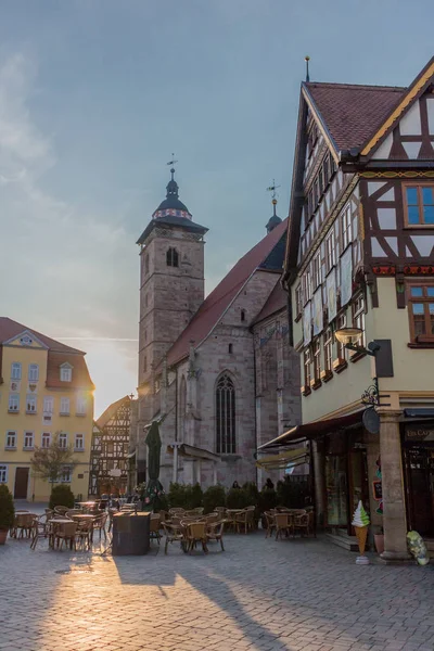 Les Premiers Rayons Soleil Dans Belle Vieille Ville Schmalkalden — Photo