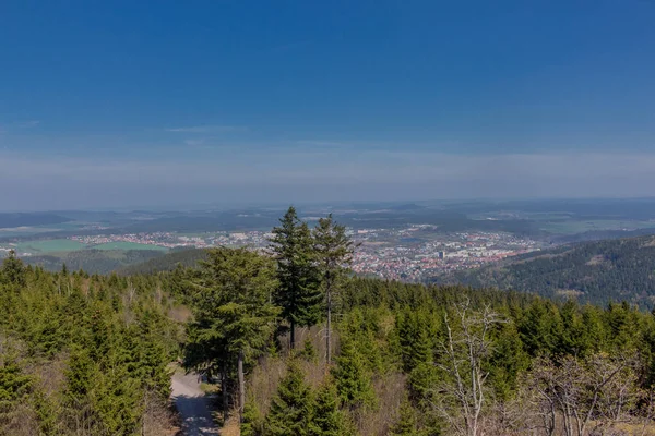 Desfrutar Maravilhosa Vista Kickelhahn Perto Ilmenau Sobre Floresta Turíngia — Fotografia de Stock