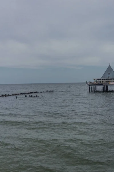 Férias Sentimento Praia Arenosa Usedom Báltico Recurso Balnear Heringsdorf Alemanha — Fotografia de Stock