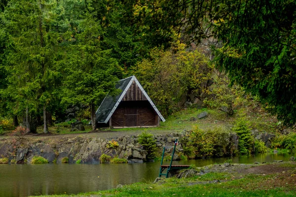 Podzimní Den Krásném Durynském Lese Bergsee Ebertswiese Německo — Stock fotografie