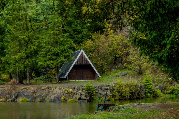 Осінній День Красивій Тюрінгії Лісі Бергзее Ебертквізе Німеччина — стокове фото