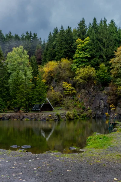 Autumn Day Beautiful Thuringian Forest Bergsee Ebertswiese Germany — стоковое фото