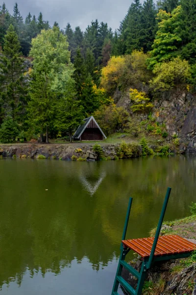 Dia Outono Bela Floresta Turíngia Bergsee Ebertswiese Alemanha — Fotografia de Stock