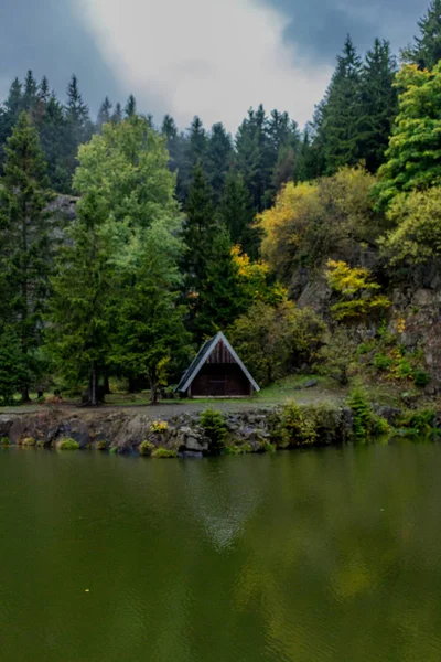 Dia Outono Bela Floresta Turíngia Bergsee Ebertswiese Alemanha — Fotografia de Stock