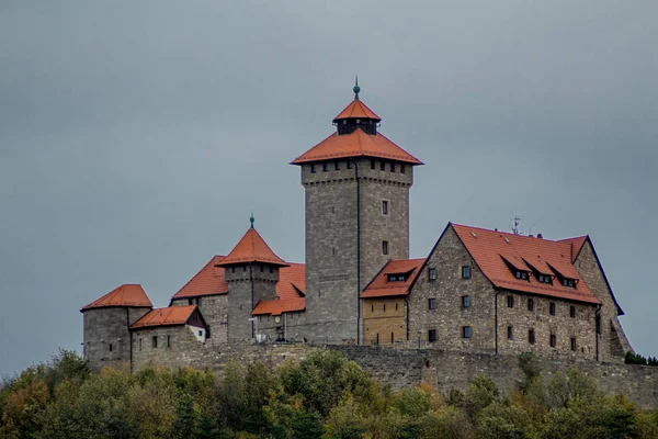 Wędrówka Wokół Trzech Równych Jesiennym Dorzeczu Turyngii Drei Gleichen Niemcy — Zdjęcie stockowe