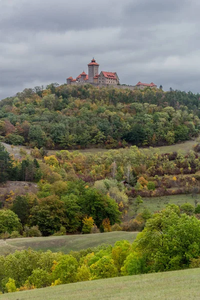 Turistika Kolem Trojice Rovných Podzimní Durynské Pánvi Drei Gleichen Německo — Stock fotografie