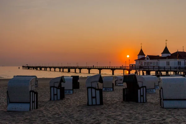 Morning Sunrise Binzer Ostseestrand Binz Ostsee Deutschland — стоковое фото