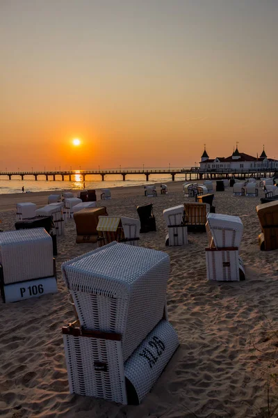 Manhã Nascer Sol Binzer Ostseestrand Binz Ostsee Deutschland — Fotografia de Stock