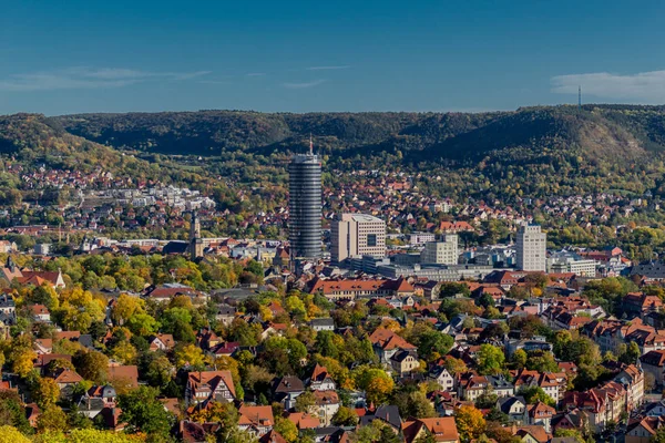 Höstpromenad Längs Saale Horizontale Vackra Jena Jena Thüringen Tyskland — Stockfoto
