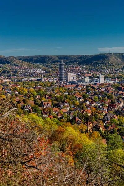 Jesienny Spacer Wzdłuż Saale Horizontale Pięknej Jena Jena Turyngia Niemcy — Zdjęcie stockowe