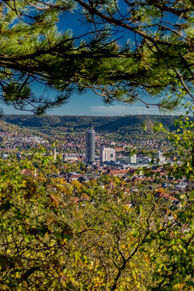 Jesienny Spacer Wzdłuż Saale Horizontale Pięknej Jena Jena Turyngia Niemcy — Zdjęcie stockowe