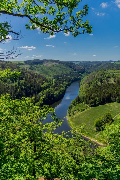 Wanderung Rund Die Talsperre Hohenwarte Thüringer Meer Bei Ziegenrck Hohenwarte — Stockfoto