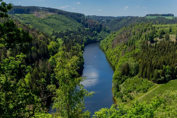 Wędrówka Wokół Tamy Hohenwarte Nad Morzem Turyngijskim Pobliżu Ziegenrck Hohenwarte — Zdjęcie stockowe