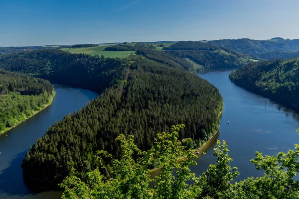 Wanderung Rund Die Talsperre Hohenwarte Thüringer Meer Bei Ziegenrck Hohenwarte — Stockfoto