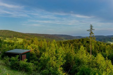 Thringer Wald / Thuringia / Almanya 'nın Thringer Ormanı' ndaki akşam atmosferinin tadını çıkarın.
